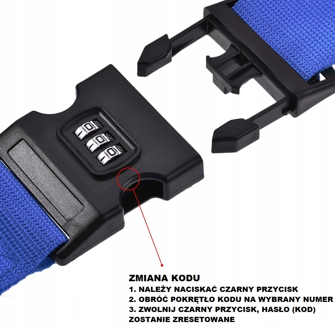 Pas Zabezpieczający Do Walizki Torby Bagażu Spinającyna Kod Niebieski