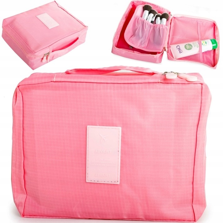 Kosmetyczka Podróżna Organizer Turystyczny Podróżny Do Bagażu Różowa