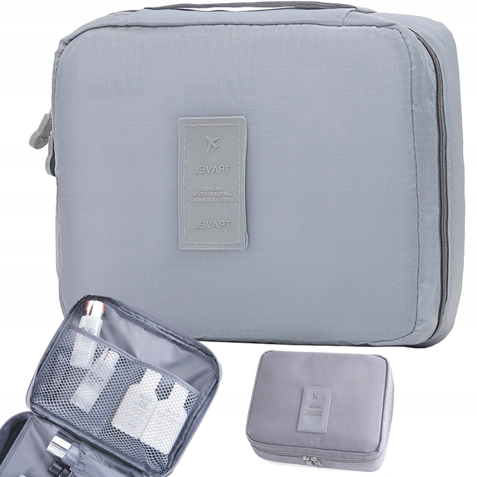 Kosmetyczka Podróżna Organizer Turystyczny Podróżny Do Bagażu Szara