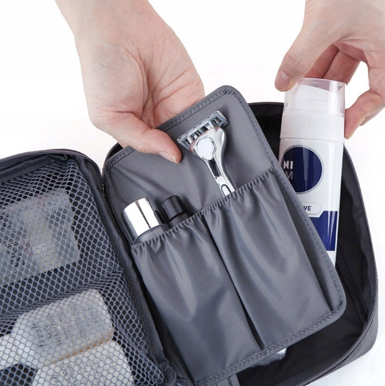 Kosmetyczka Podróżna Organizer Turystyczny Podróżny Do Bagażu Szara