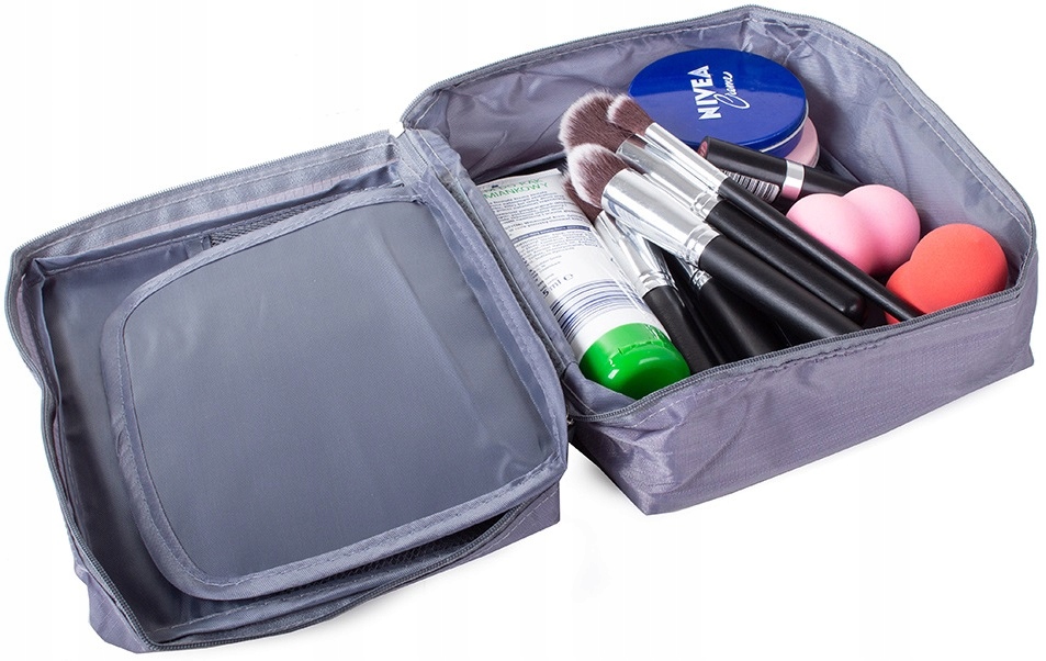 Kosmetyczka Podróżna Organizer Turystyczny Podróżny Do Bagażu Szara