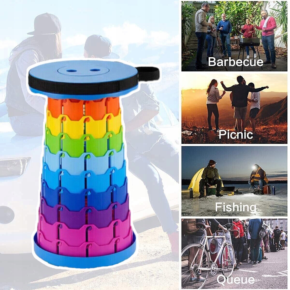 Krzesło Składane Taboret Stołek Rozkładany Do Domu Ogrodu Na Kemping Ryby