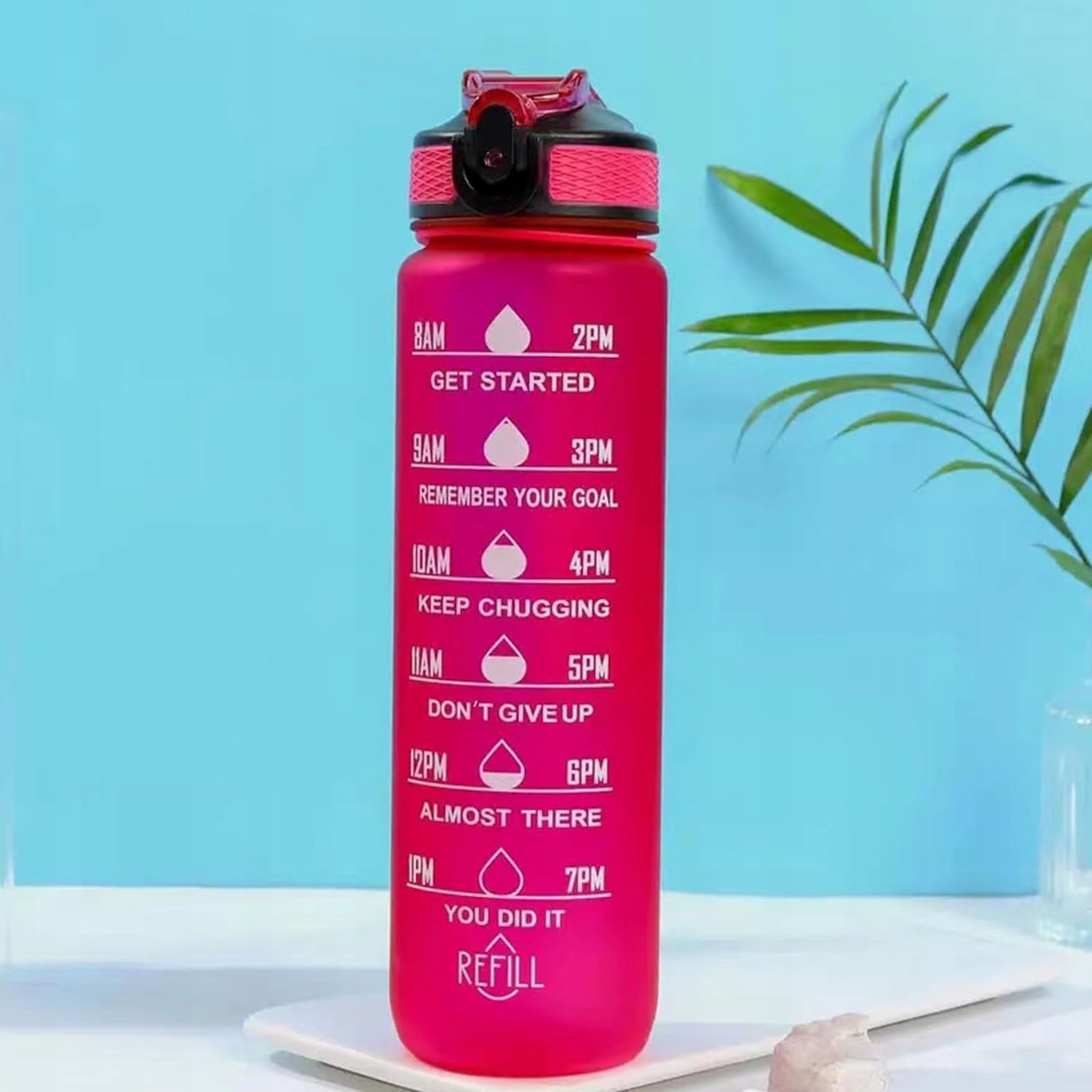 Butelka Na Wodę Bidon Z Miarką Fitness Ze Słomką Motywacyjna Bpa Free 1litr