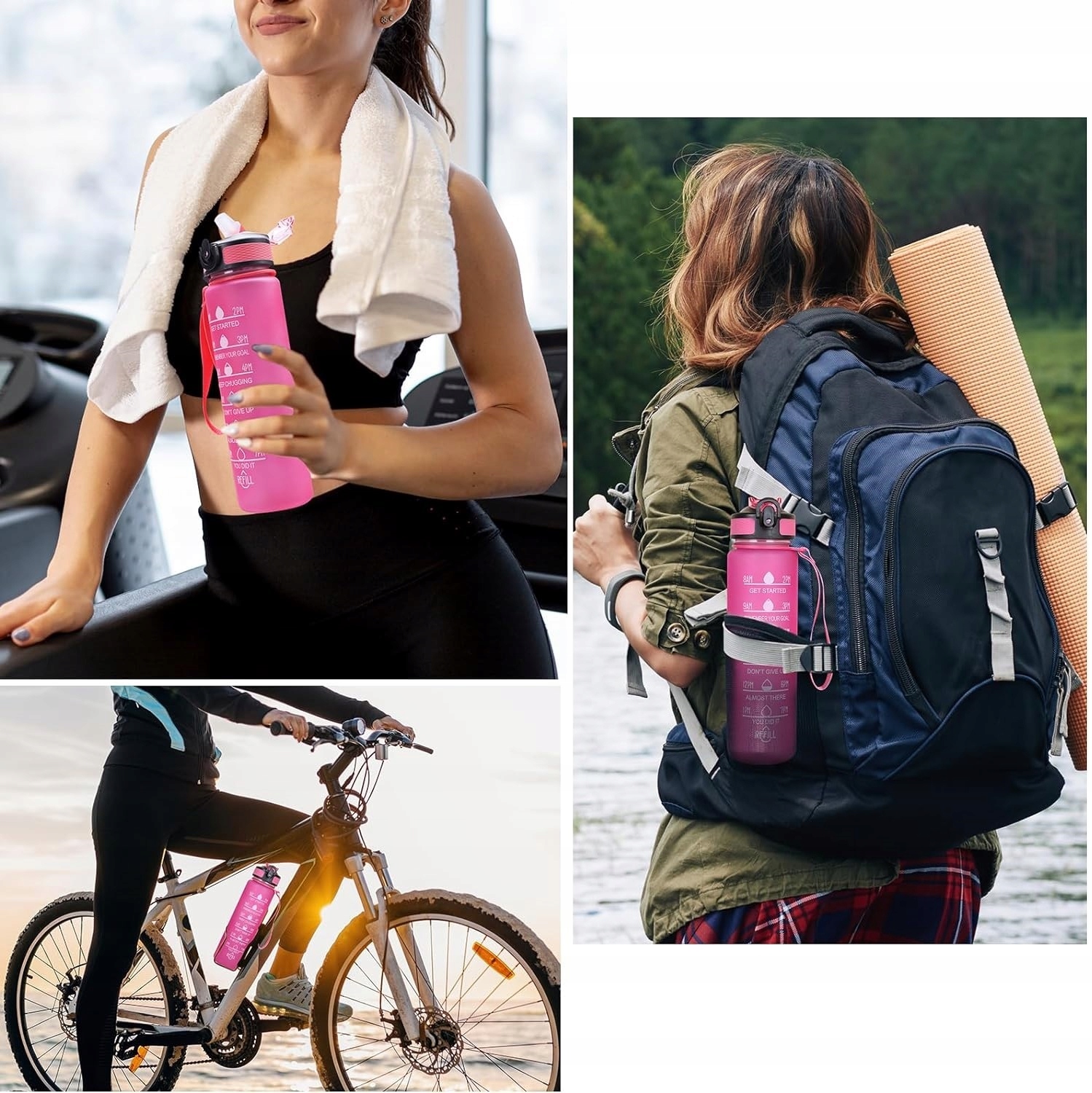 Butelka Na Wodę Bidon Z Miarką Fitness Ze Słomką Motywacyjna Bpa Free 1litr