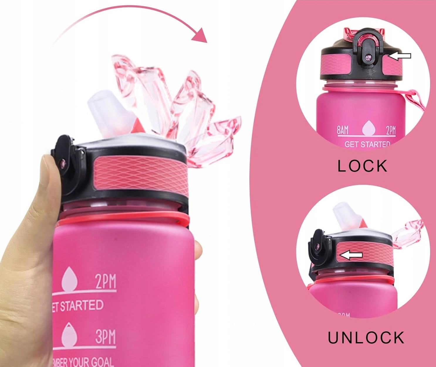 Butelka Na Wodę Bidon Z Miarką Fitness Ze Słomką Motywacyjna Bpa Free 1litr