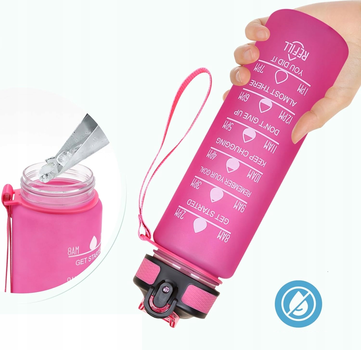 Butelka Na Wodę Bidon Z Miarką Fitness Ze Słomką Motywacyjna Bpa Free 1litr