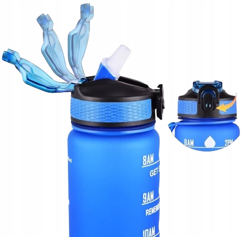 Butelka Na Wodę Bidon Z Miarką Fitness Ze Słomką Motywacyjna Bpa Free 1litr