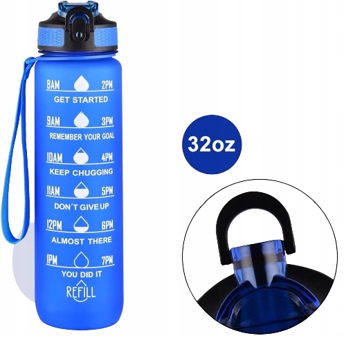 Butelka Na Wodę Bidon Z Miarką Fitness Ze Słomką Motywacyjna Bpa Free 1litr