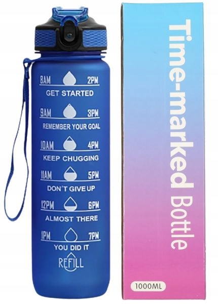Butelka Na Wodę Bidon Z Miarką Fitness Ze Słomką Motywacyjna Bpa Free 1litr