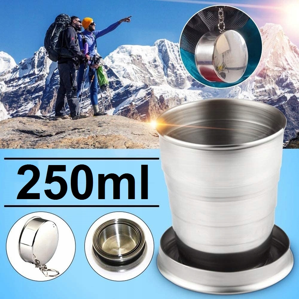 Kubek Składany Turystyczny Kieliszek Metalowy 250ml Duży Podróżny