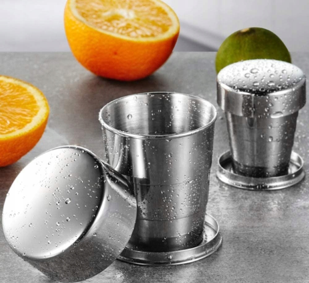 Kubek Składany Turystyczny Kieliszek Metalowy 250ml Duży Podróżny