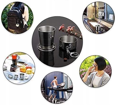 Duży Kieliszek Składany Turystyczny Kubek Metalowy 75ml Podróżny Metalowy