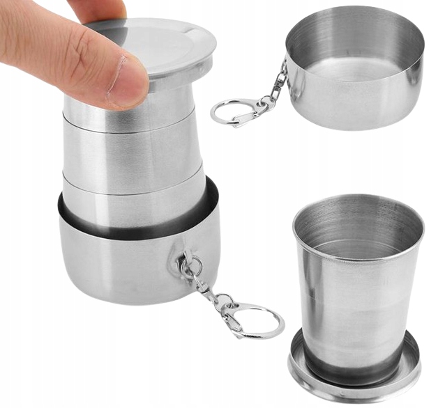 Duży Kieliszek Składany Turystyczny Kubek Metalowy 75ml Podróżny Metalowy