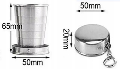 Duży Kieliszek Składany Turystyczny Kubek Metalowy 75ml Podróżny Metalowy