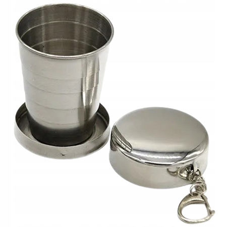 Duży Kieliszek Składany Turystyczny Kubek Metalowy 75ml Podróżny Metalowy
