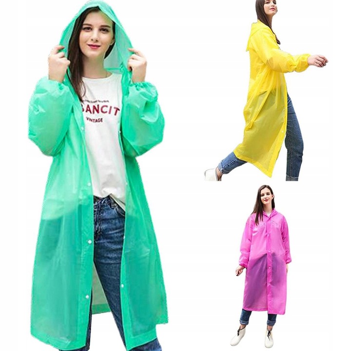 Uniwersalny Płaszcz Przeciwdeszczowy Peleryna Deszcz Zatrzask Kaptur R.uni