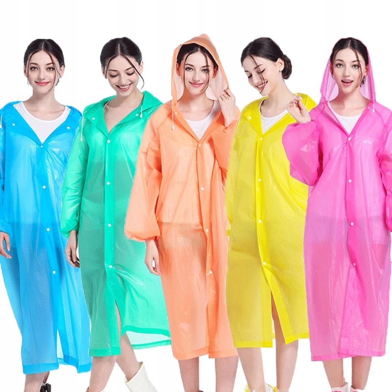 Uniwersalny Płaszcz Przeciwdeszczowy Peleryna Deszcz Zatrzask Kaptur R.uni