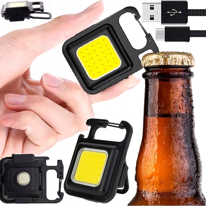 Mini Latarka Kieszonkowa Led Halogen Brelok Magnes Otwieracz Survivalowa