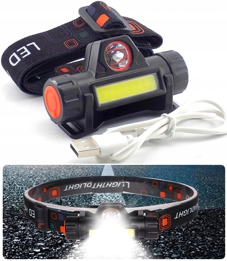Latarka Czołowa 4w1 Czołówka Lampka Led Reflektor Z Magnesem I Akumulatorem