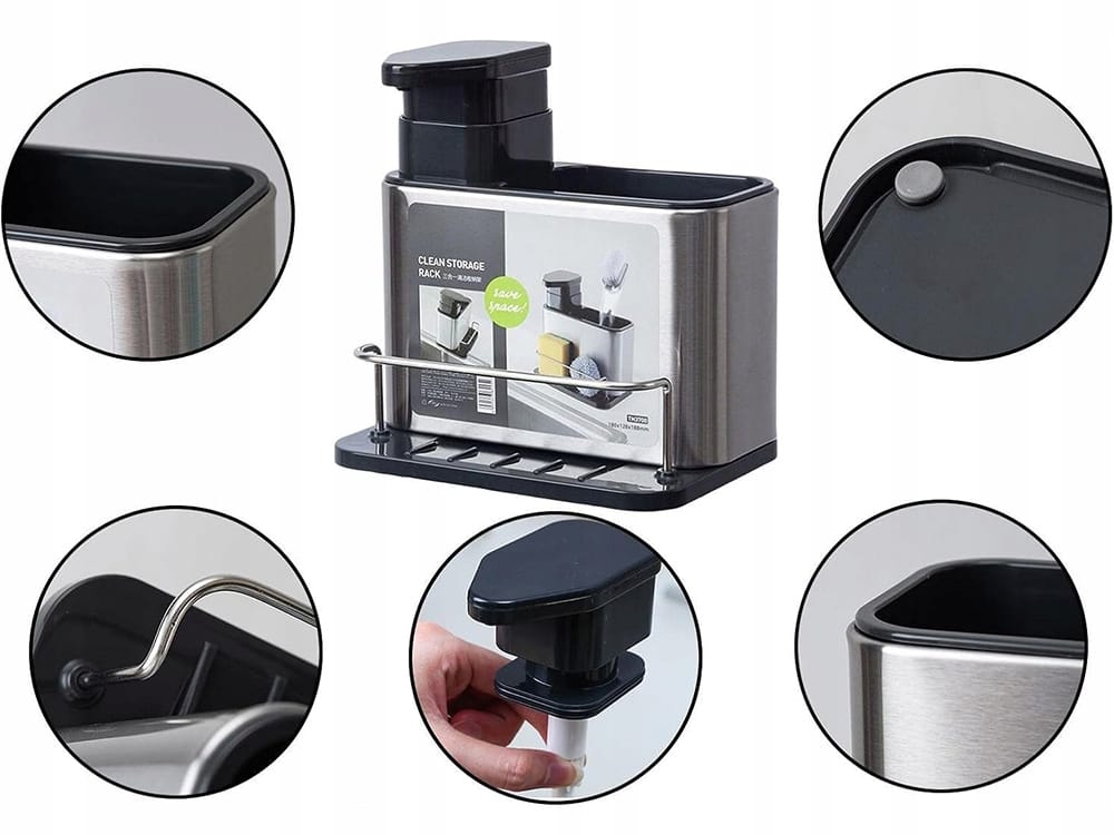 image-5314.jpeg Dozownik Kuchenny Płynu Do Naczyń Pojemnik Na Gąbkę Zmywak Ociekacz Na Zlew