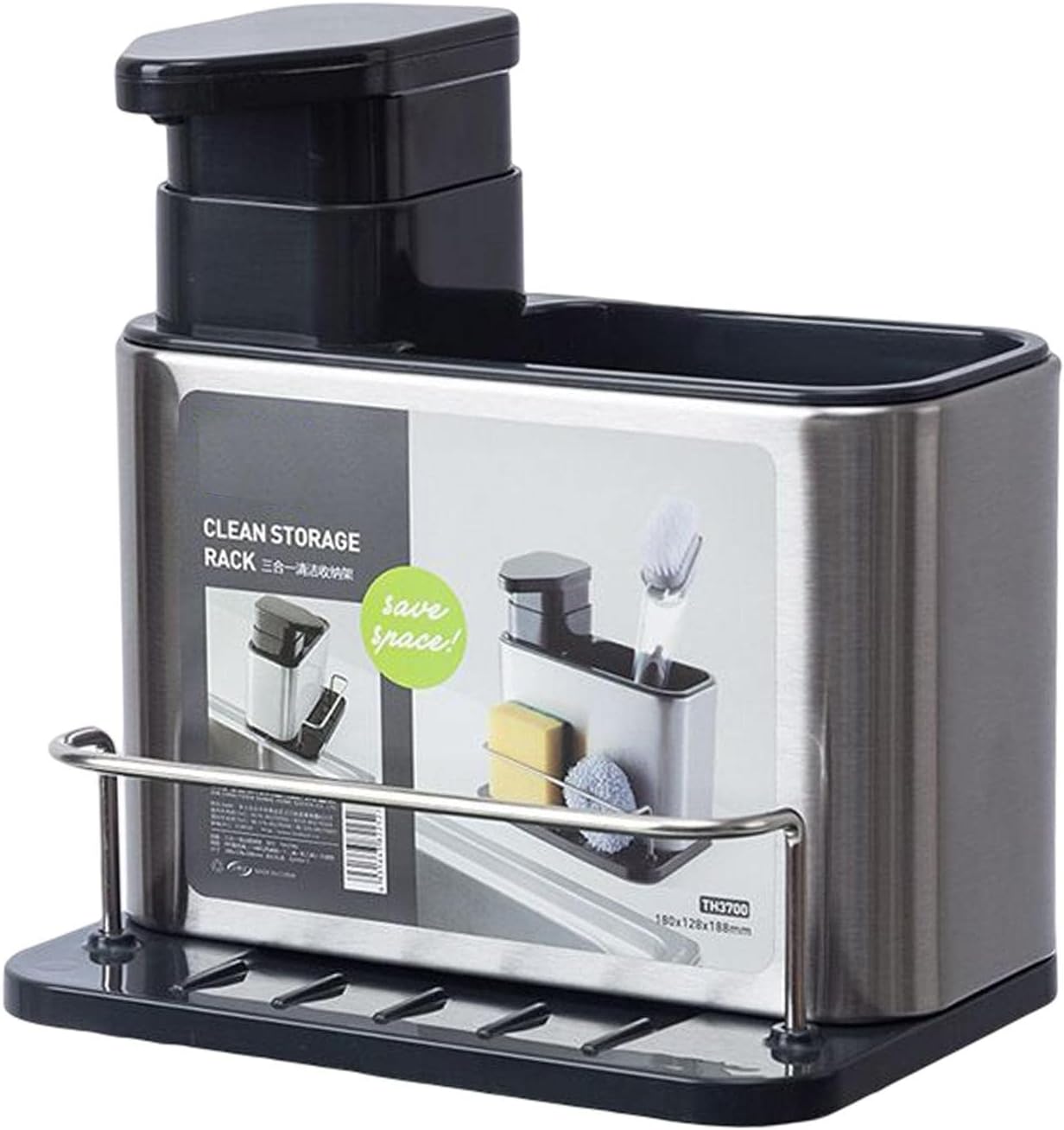 image-5321.jpeg Dozownik Kuchenny Płynu Do Naczyń Pojemnik Na Gąbkę Zmywak Ociekacz Na Zlew