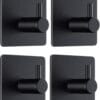 4 X Wieszaki Samoprzylepne Haczyki Uchwyty Łazienkowe Metalowe Czarne 4szt