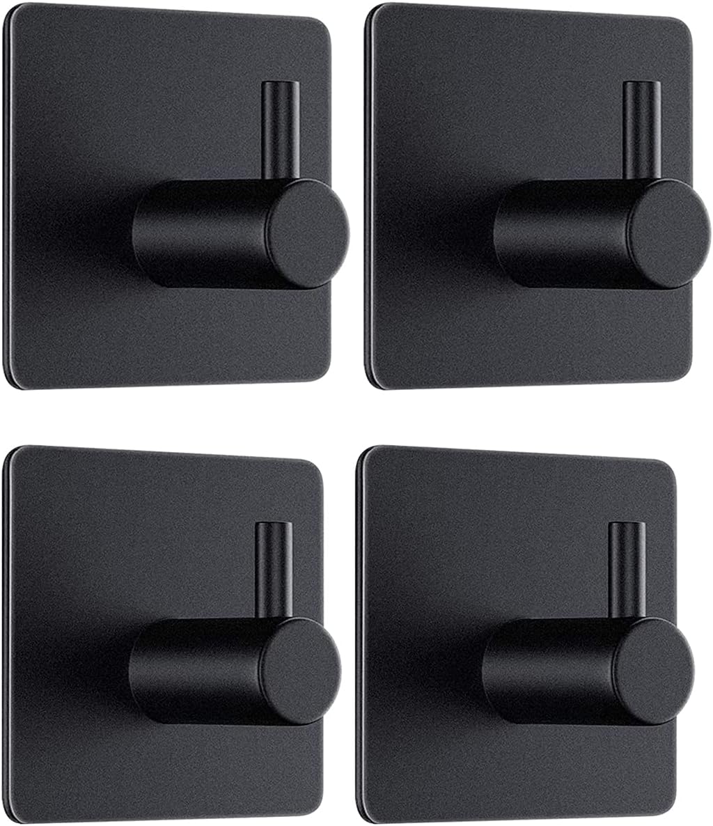 4 X Wieszaki Samoprzylepne Haczyki Uchwyty Łazienkowe Metalowe Czarne 4szt
