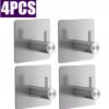 4 X Wieszaki Samoprzylepne Haczyki Uchwyty Łazienkowe Metalowe 4szt Srebrne