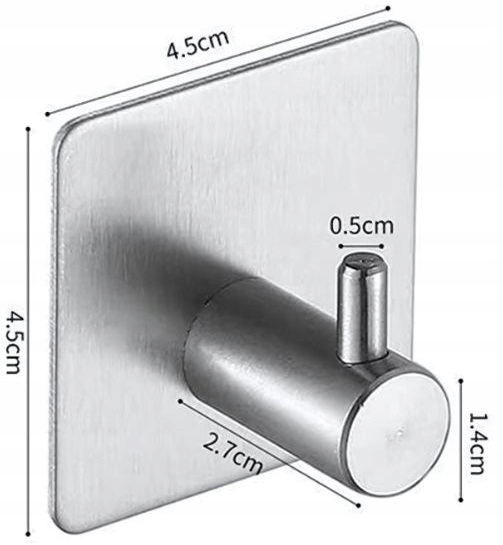 4 X Wieszaki Samoprzylepne Haczyki Uchwyty Łazienkowe Metalowe 4szt Srebrne