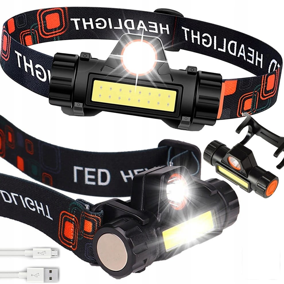 Latarka Czołowa 4w1 Czołówka Lampka Led Reflektor Z Magnesem I Akumulatorem