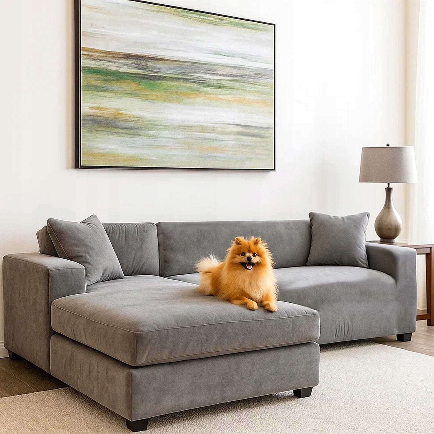 Pokrowiec Na Narożnik Kanapę Leżankę Ciemno Szary Welur Elastyczny 190-230