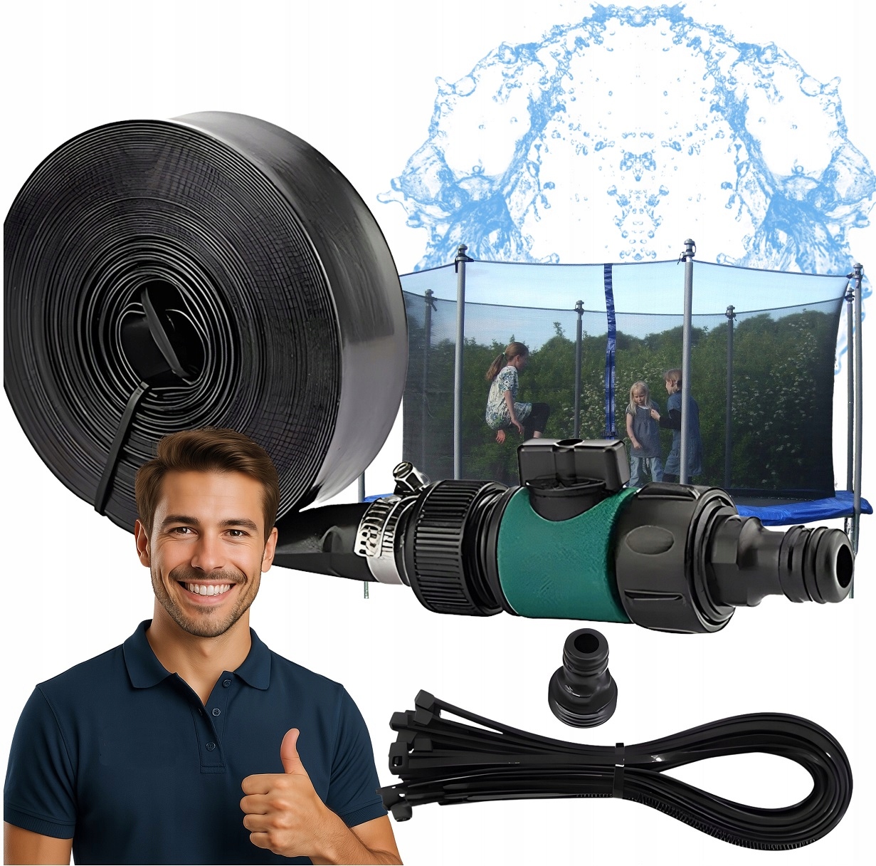 Zraszacz Ogrodowy Wodny Do Trampolin Kurtyna Wodna Mgiełka Chłądząca 12m