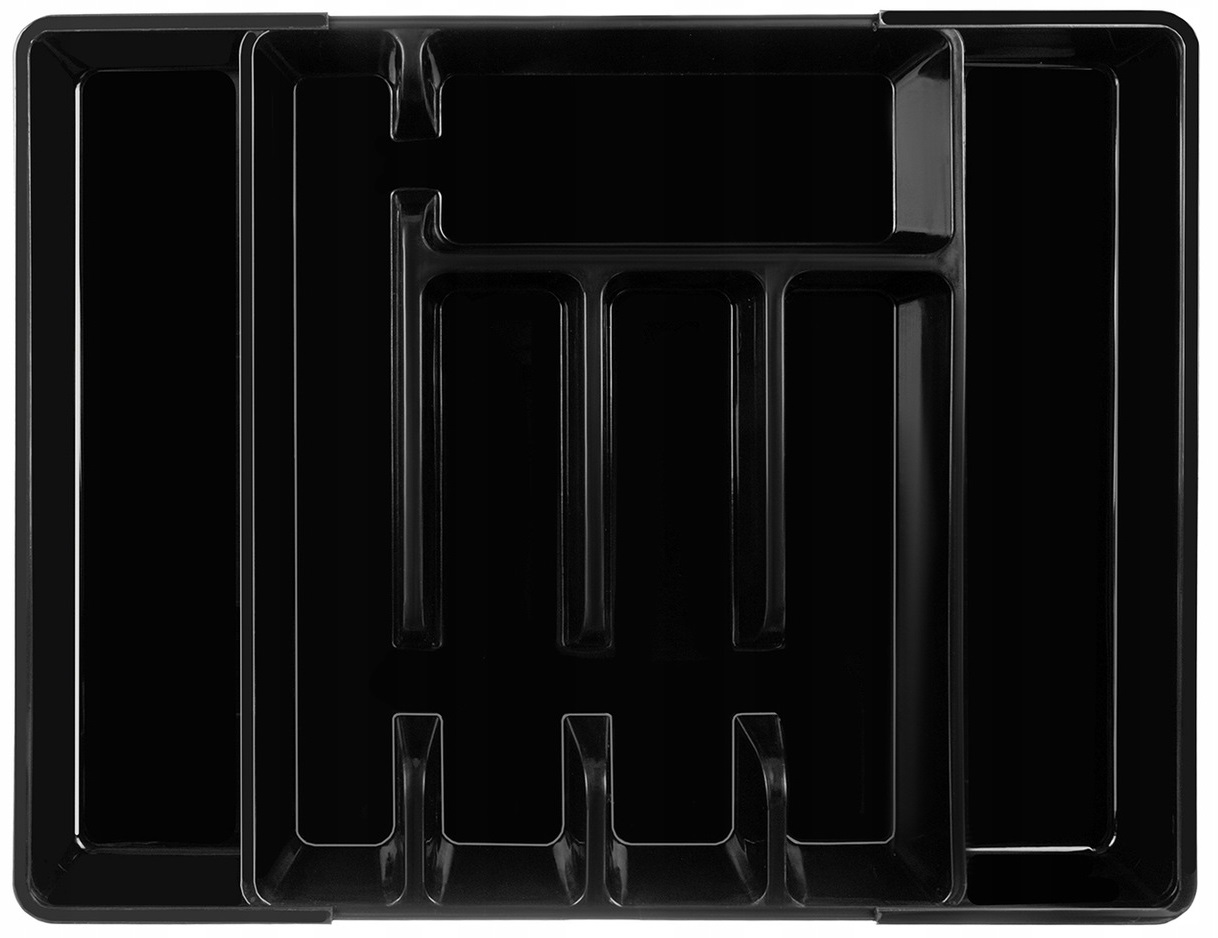 Wkład Do Szuflady Na Sztućce Organizer Plastikowy Czarny Rozsuwany 35-44cm