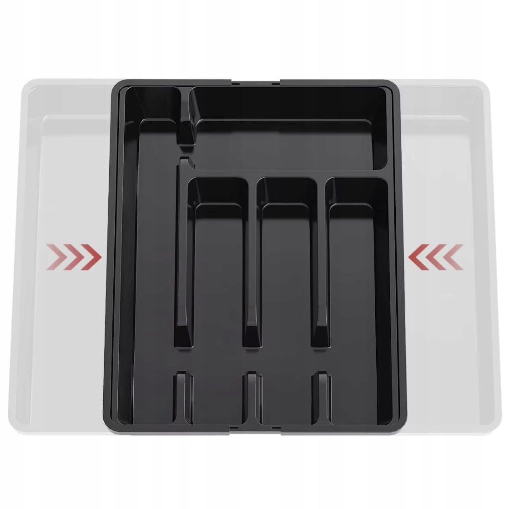 Wkład Do Szuflady Na Sztućce Organizer Plastikowy Czarny Rozsuwany 35-44cm