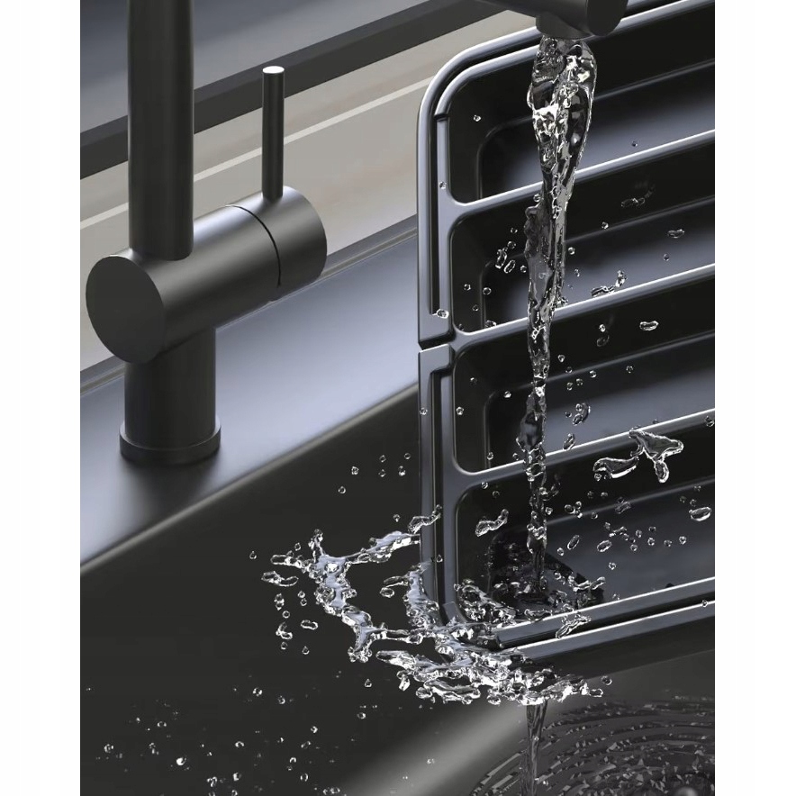 Wkład Do Szuflady Na Sztućce Organizer Plastikowy Czarny Rozsuwany 35-44cm