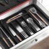 Wkład Do Szuflady Na Sztućce Organizer Plastikowy Czarny Rozsuwany 35-44cm
