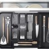 Wkład Do Szuflady Na Sztućce Organizer Plastikowy Czarny Rozsuwany 35-44cm