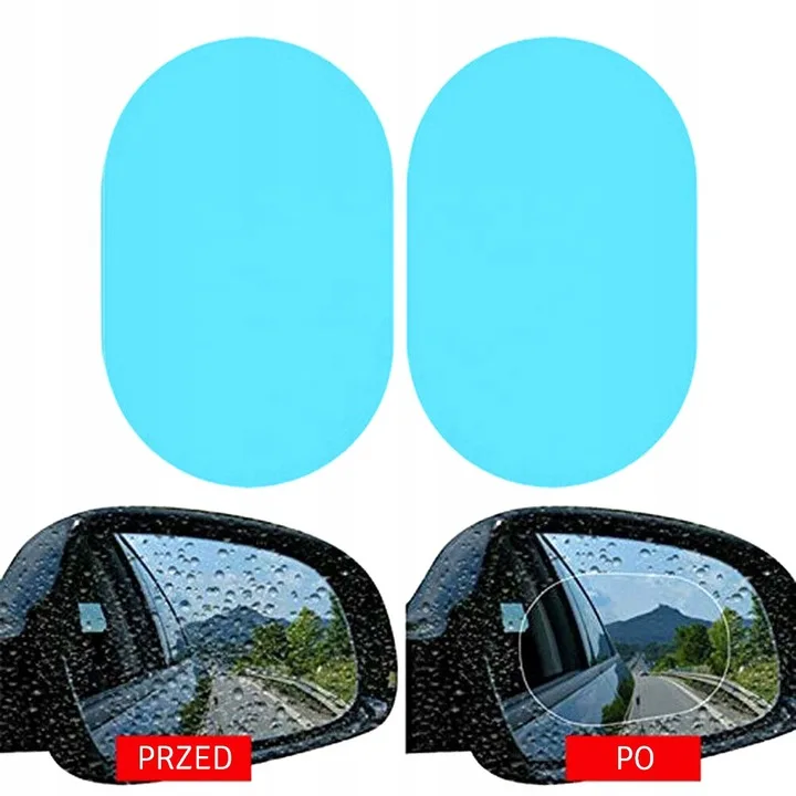 2x Nano Folia Naklejka Wodoodporna Na Lusterka Lusterko Deszcz Para Jakość