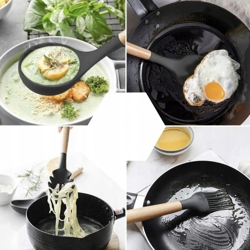 Zestaw 11 Silikonowych Akcesoriów Kuchennych W Stojaku 12 Elementów 230°c