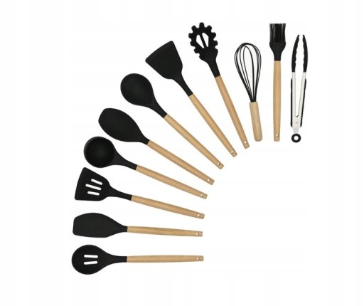 Zestaw 11 Silikonowych Akcesoriów Kuchennych W Stojaku 12 Elementów 230°c