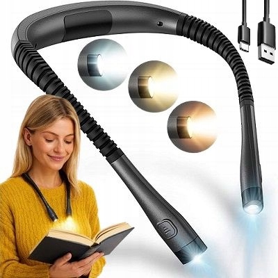 Lampka Led Na Szyję Do Czytania Książek Akumulator Usb C Elastyczna Nocna