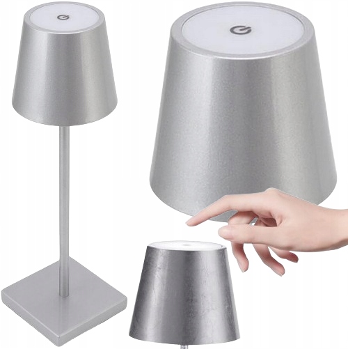 Lampka Nocna Stołowa Led Srebrna Usb Do Sypialni Biura Dotykowa Silver