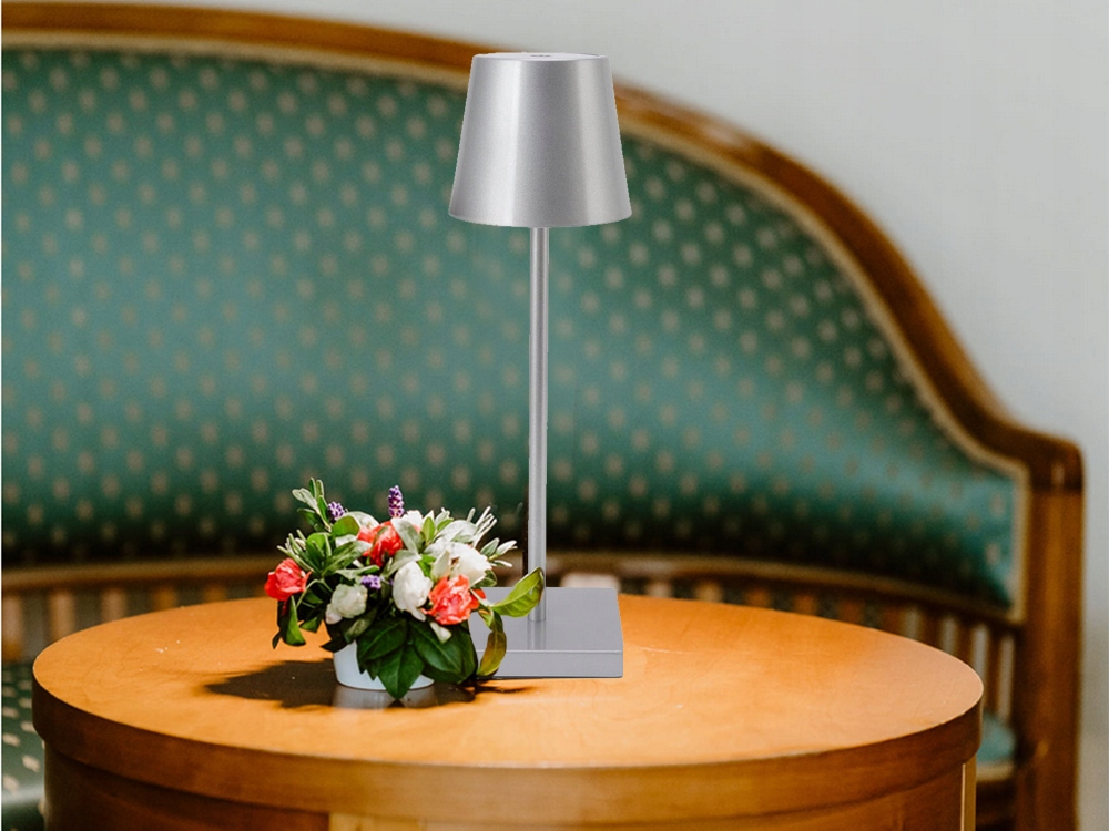 Lampka Nocna Stołowa Led Srebrna Usb Do Sypialni Biura Dotykowa Silver