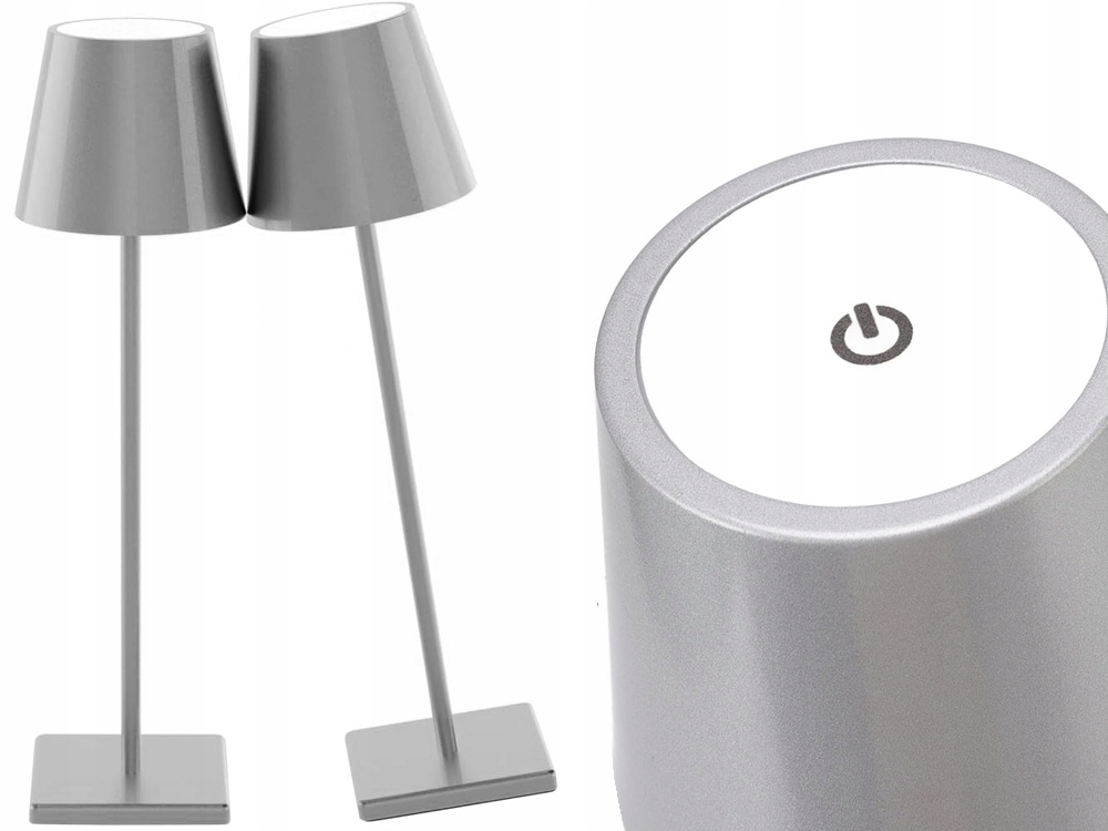 Lampka Nocna Stołowa Led Srebrna Usb Do Sypialni Biura Dotykowa Silver