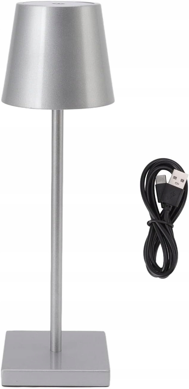 Lampka Nocna Stołowa Led Srebrna Usb Do Sypialni Biura Dotykowa Silver