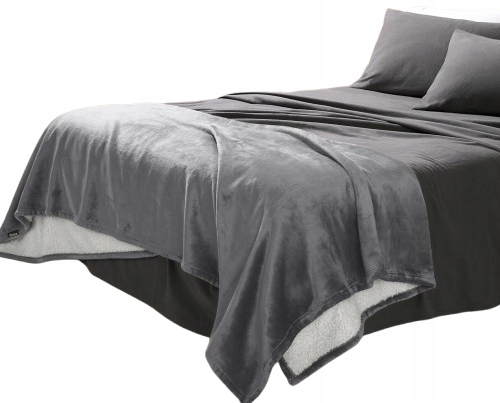 Koc Polarowy Dwustronny 150x200 Baranek Ciepły Zimowy Narzuta Pled Sherpa