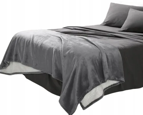 Koc Polarowy Dwustronny 150x200 Baranek Ciepły Zimowy Narzuta Pled Sherpa
