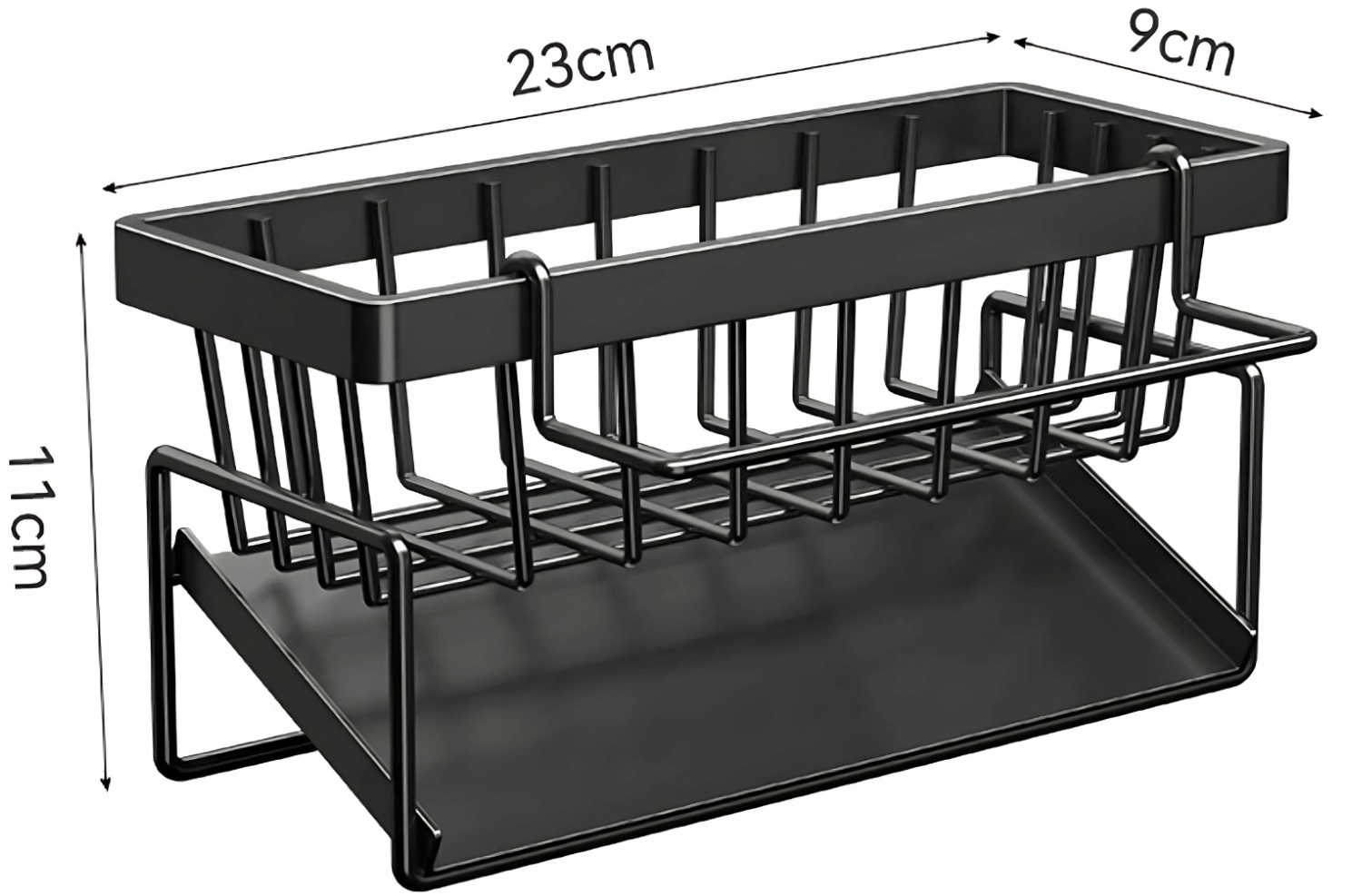 Metalowy Organizer Kuchenny Na Zlew Koszyk Półka Stojąca Ociekacz Czarny