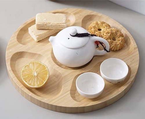 Deska Obrotowa Do Serwowania Serów Przekąsek 4-komorowa Patera Drewniana