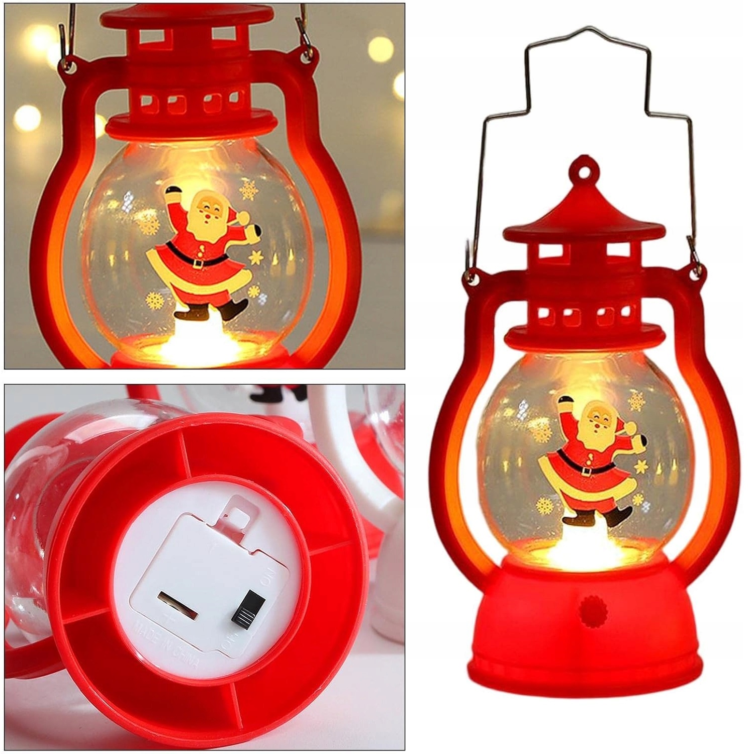 Lampion Led Latarnia Baterie Mikołaj Świąteczna Dekoracja Boże Narodzenie